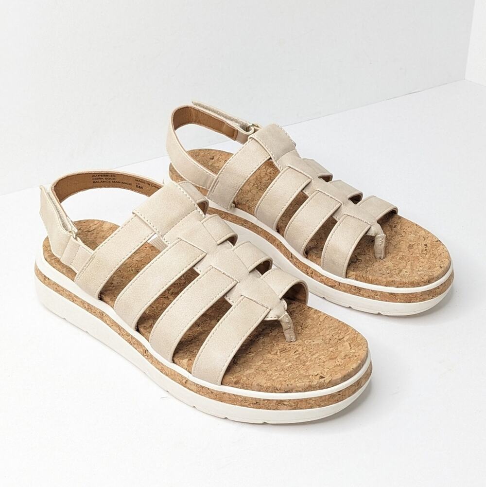 Adrienne Vittadini Pebbles Platform Sandals, Cream, Women's 8